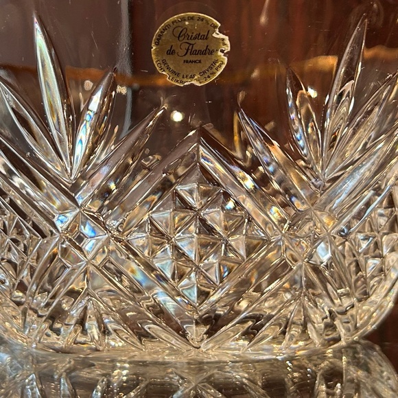 Gorgeous Vintage Cristal de Flandre France Gold Rim Crystal Bowl 8.88" Diameter - Picture 8 of 12